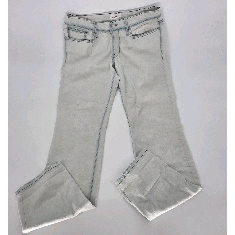 FRAME L'Homme Skinny Jeans Women 34 Mid-Rise Tapered 32 Inseam Distressed Light